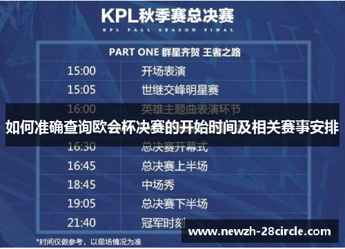 如何准确查询欧会杯决赛的开始时间及相关赛事安排 如何准确查询欧会杯决赛的开始时间及相关赛事安排